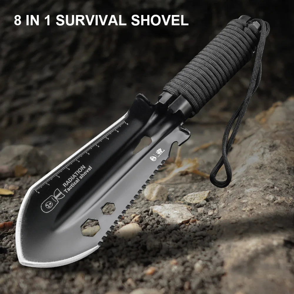 8-in-1 Mini Multifunctional Survival Shovel – 3CR13 Stainless Steel Portable Camping Spade Outdoor Entrenching Tool with Case Tuck's Performance