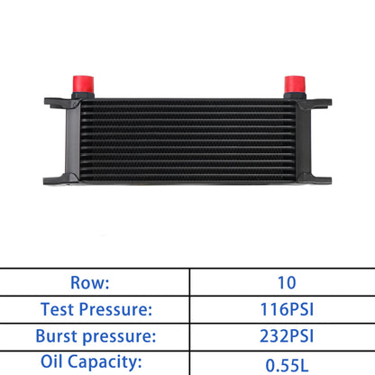 Universal 13 Rows Oil Cooler Kit, 10AN Transmission Engine Cooler W/Oil Filter Sandwich Adapter Nylon Braided Hose Line Kit Tuck's Performance