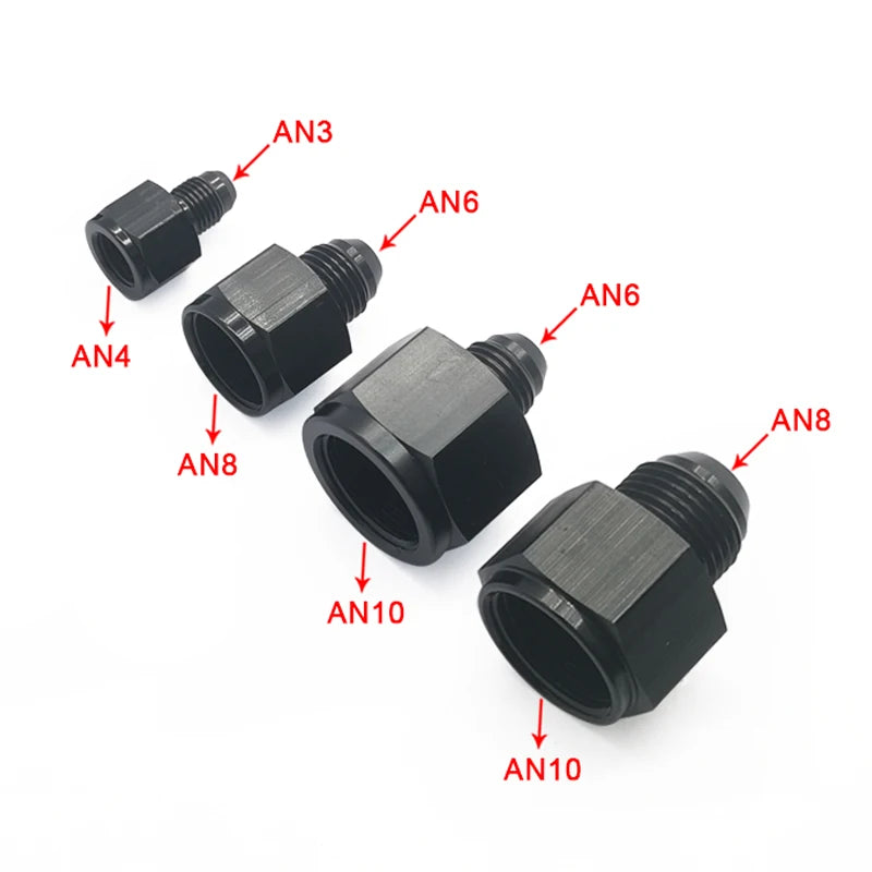 Jiax Black Aluminum AN4 AN8 AN6 1/8NPT Female to AN 3 AN6 AN8 AN10 Male Flare Adapter Fitting Reducer Tuck's Performance