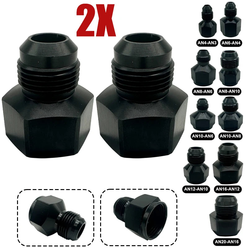 2XAluminum Reducer Expander Fitting Adapter Female To Male 3AN 4AN 6AN 8AN 10AN 12AN 16AN 20AN Oil Cooler Connector Hose Fitting Tuck's Performance