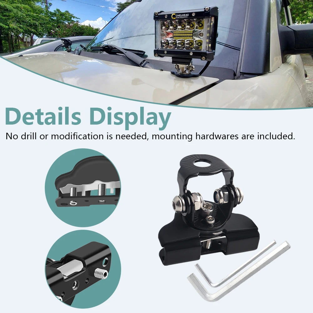Universal LED Work Light Hood Mount Brackets - Pair image 2
