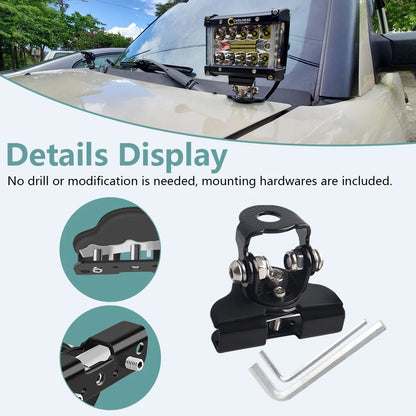 Universal LED Work Light Hood Mount Brackets - Pair image 2