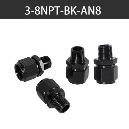 8AN Female Flare Swivel to 1/4 NPT Male Adapter Fitting Union Straight Aluminum AN4 AN6 Female 1/2NPT 1/8 NPT 3/8NPT Male Tuck's Performance