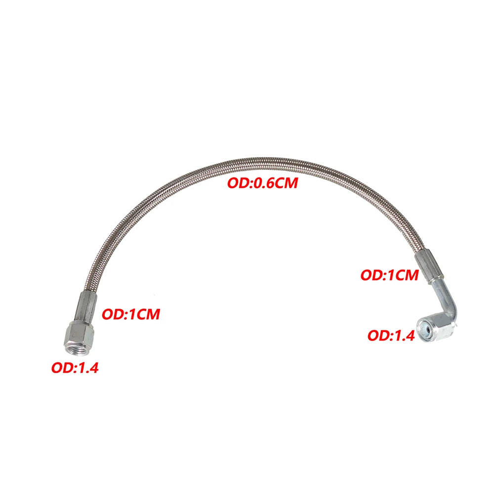Universal 12' 24' 36' 48'60' AN4 90 Degree X Straight PTFE Turbine Oil Feed Pipe Turbo Oil Feed Line Kit Stainless Steel Braided Tuck's Performance