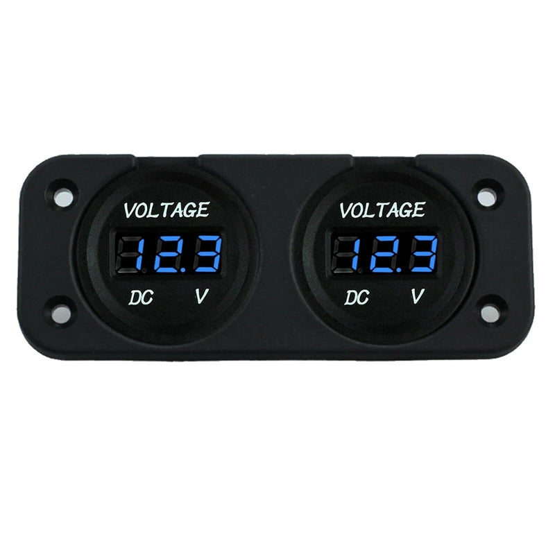 Waterproof 12V/24V Dual LED Digital Voltmeter Panel image 2