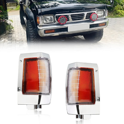 2Pcs Front Corner Side Marker  Turn Signal Light Housings For 90 91 92 93 94 Nissan D21 Pickup No Bulb/Socket  Included Tuck's Performance