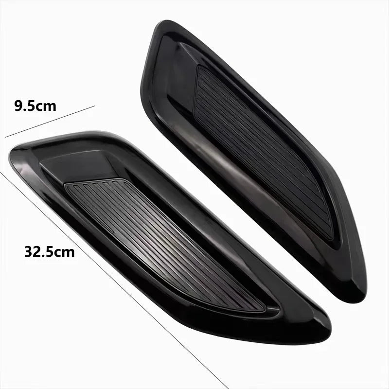 Gloss black stick-on bonnet side vent pair, 32.5 cm long