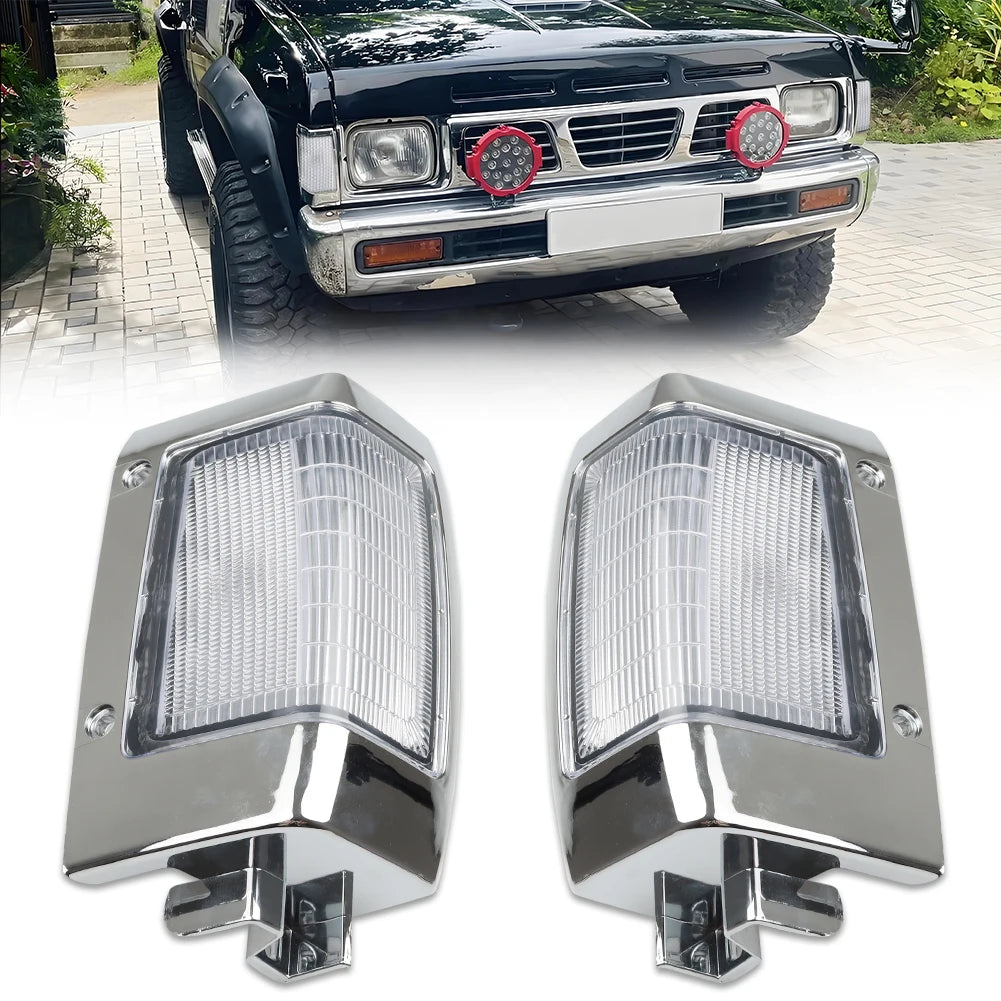 2Pcs Front Corner Side Marker  Turn Signal Light Housings For 90 91 92 93 94 Nissan D21 Pickup No Bulb/Socket  Included Tuck's Performance