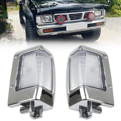 2Pcs Front Corner Side Marker  Turn Signal Light Housings For 90 91 92 93 94 Nissan D21 Pickup No Bulb/Socket  Included Tuck's Performance
