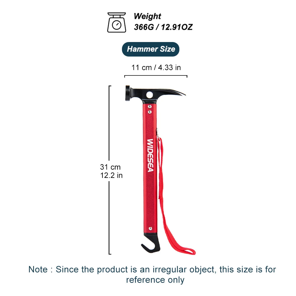 Widesea Aluminum Alloy Camping Nail Hammer Strong Durable Easy to Carry Multifunctional Hammer for Outdoor Tent Staking Backpack Tuck's Performance