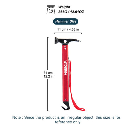 Widesea Aluminum Alloy Camping Nail Hammer Strong Durable Easy to Carry Multifunctional Hammer for Outdoor Tent Staking Backpack Tuck's Performance