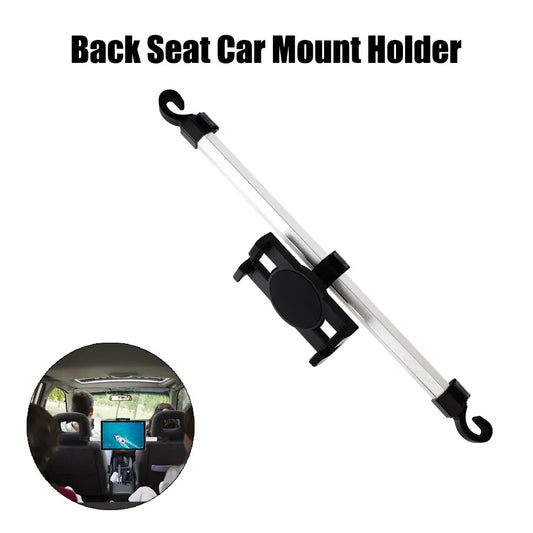 Back seat headrest tablet mount bar with centre clamp