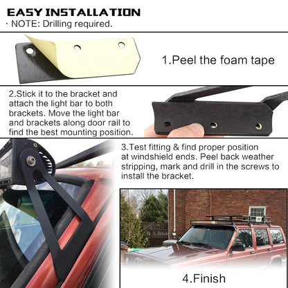 50 Inch LED Light Bar Roof Brackets for Jeep Cherokee XJ image 4