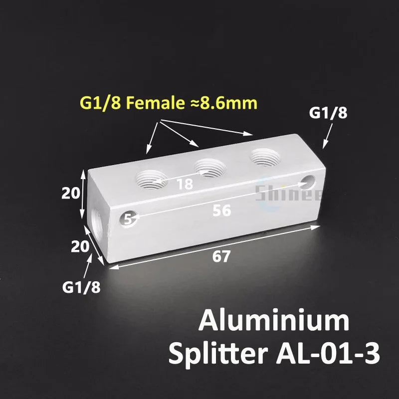 Aluminium Splitter 1/8" 1/2" BSP Internal Thread Port 2 3 4 5 6 7 8 9 10 Way 1/4 Pneumatic Air Manifold Distributor Connector Tuck's Performance