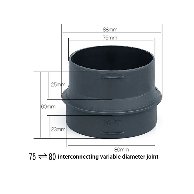 60/75/90mm Automotive Heater Hot Air Pipe Conversion Interconnection Pipe Variable Diameter Joint Accessories Straight Bend Pipe Tuck's Performance