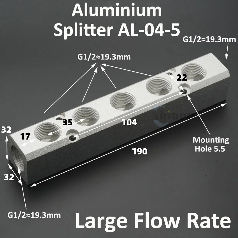 Aluminium Splitter 1/8" 1/2" BSP Internal Thread Port 2 3 4 5 6 7 8 9 10 Way 1/4 Pneumatic Air Manifold Distributor Connector Tuck's Performance