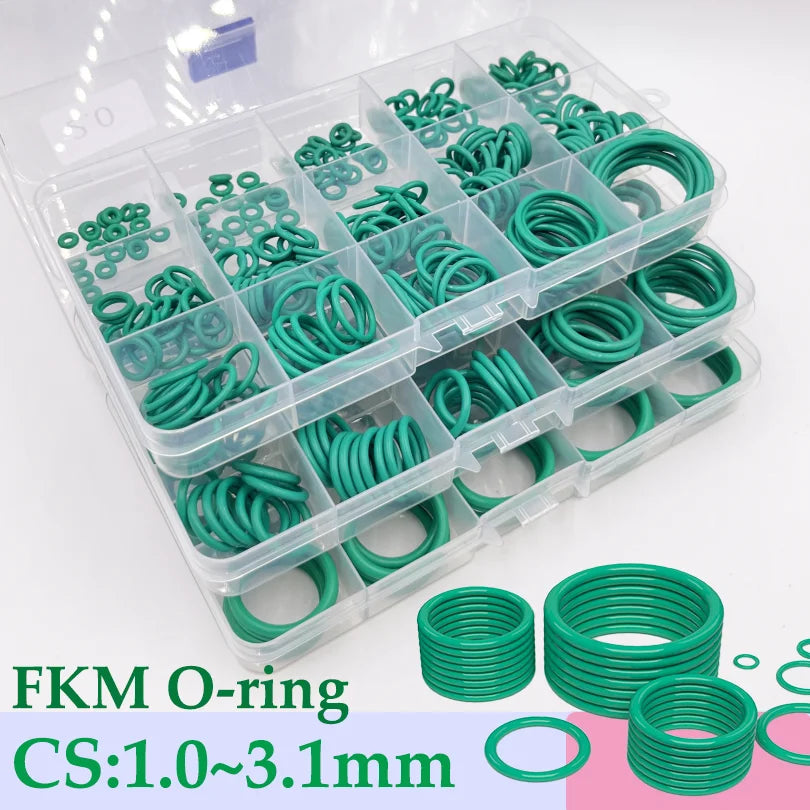 250s Green FKM O Ring Sealing Gasket Heat Resistance High Hardness Corrosion CS 1/1.5/2/2.4/3.1 Fluorine Rubber Seal O-rings Kit Tuck's Performance