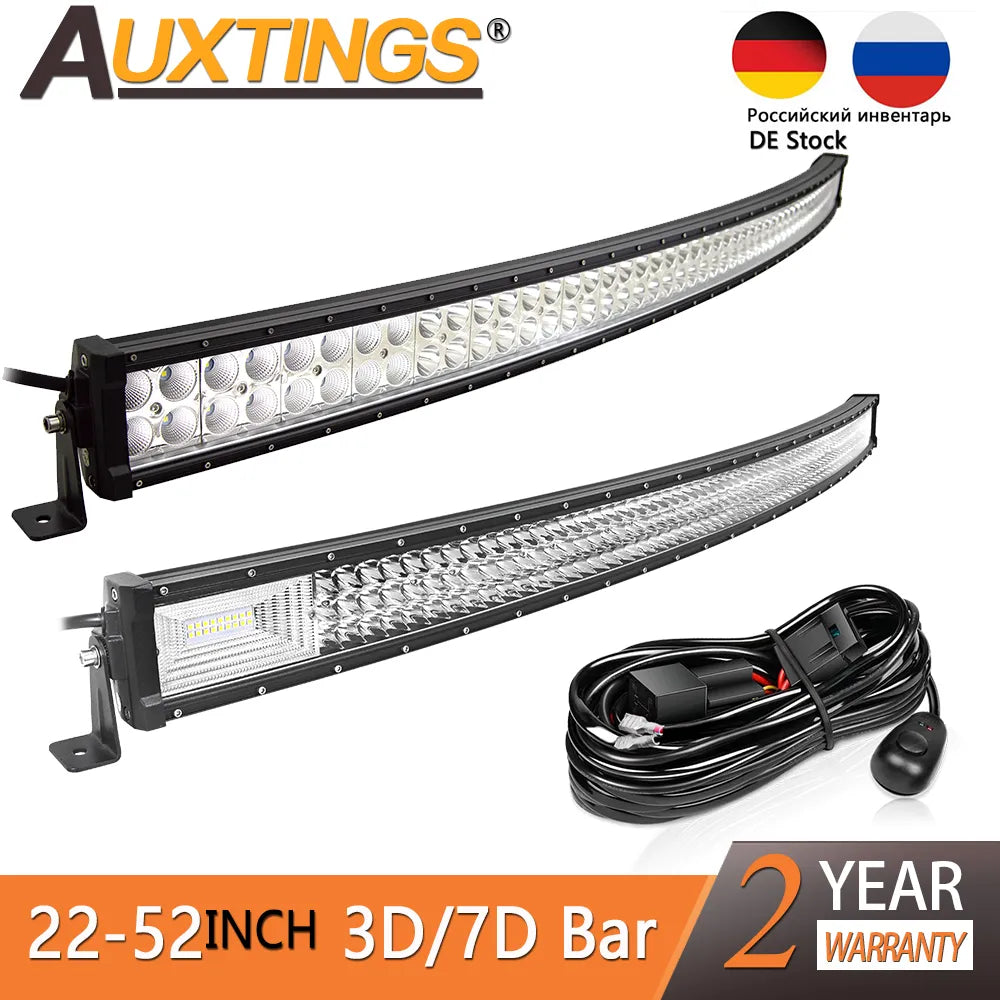 22 32 42 50 52'' Inch Curved Led Light Bar  3D 7D 12V 24V