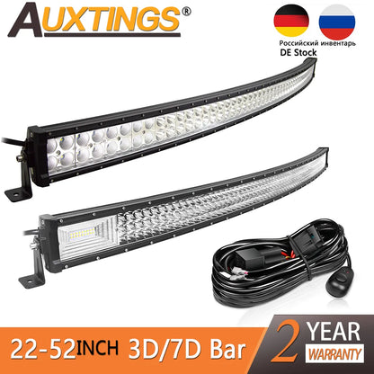 22 32 42 50 52'' Inch Curved Led Light Bar  3D 7D 12V 24V