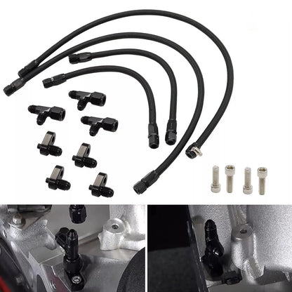 AN4 Adapter Engine Steam Vent Hose Line Kit Stainless Steel Braided Line Hose For LS LSX LS1 LS2 LS6 LM7 Chevrolet Pontiac GMC Tuck's Performance