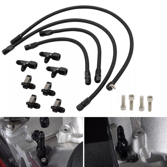 AN4 Adapter Engine Steam Vent Hose Line Kit Stainless Steel Braided Line Hose For LS LSX LS1 LS2 LS6 LM7 Chevrolet Pontiac GMC Tuck's Performance