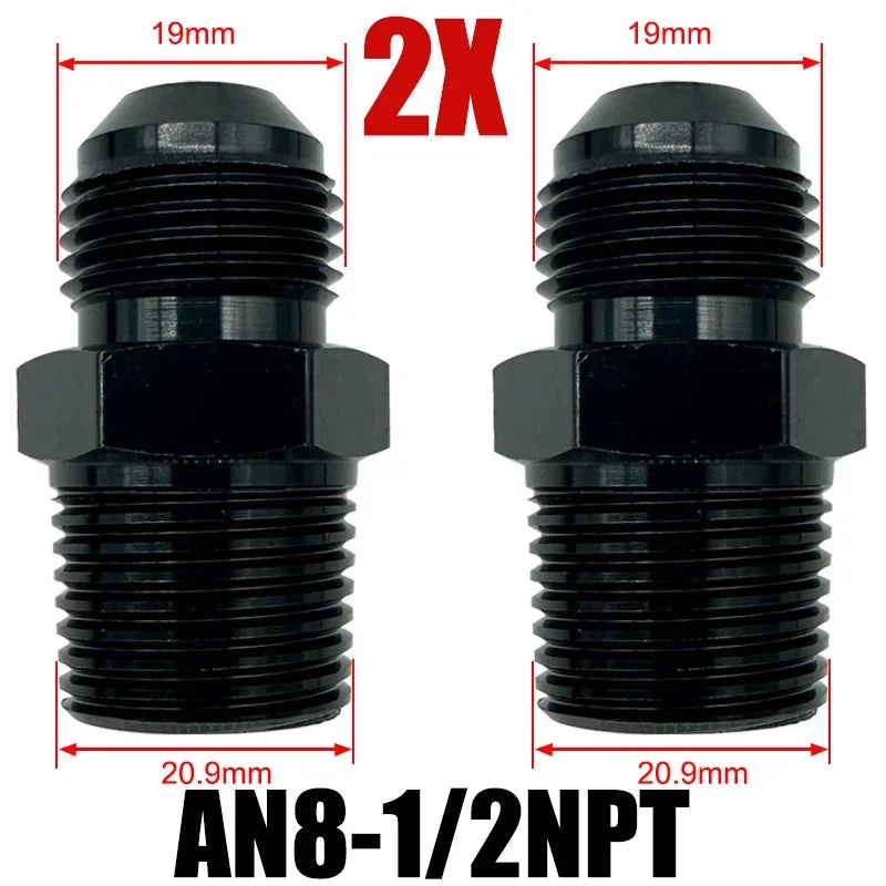 2X Flare Male AN4 AN6 AN8 AN10 AN12 To 1/4NPT 1/8NPT 3/8NPT 3/4 NPT Thread Straight Fittings Fuel Oil Cooler Hose Pipe Adapter Tuck's Performance
