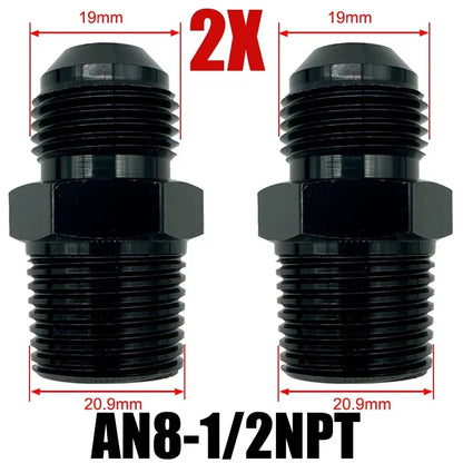 2X Flare Male AN4 AN6 AN8 AN10 AN12 To 1/4NPT 1/8NPT 3/8NPT 3/4 NPT Thread Straight Fittings Fuel Oil Cooler Hose Pipe Adapter Tuck's Performance