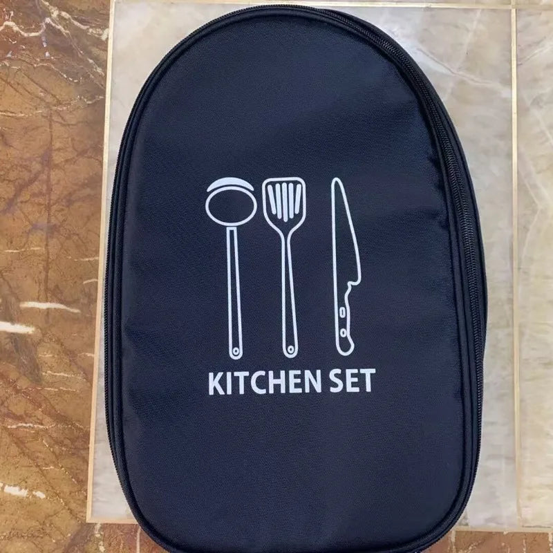 Black camp kitchen utensil organiser bag