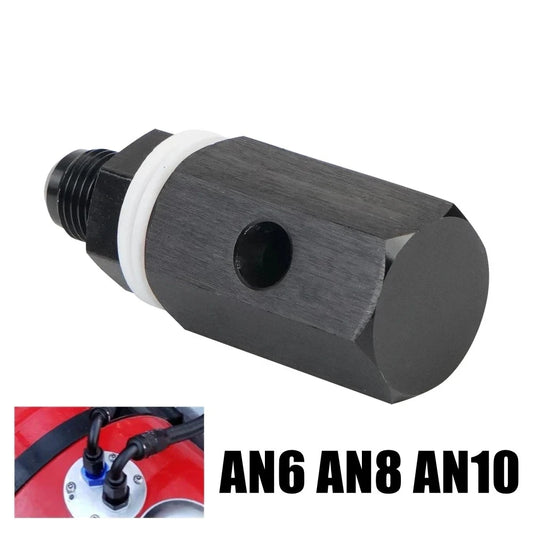 Fuel Cell Vent Roll Over Valve 6AN 8AN 10AN Male Flare Fuel Cell Tank Rollover Vent Valve Hose Fitting Adapter Aluminum Anodized Tuck's Performance