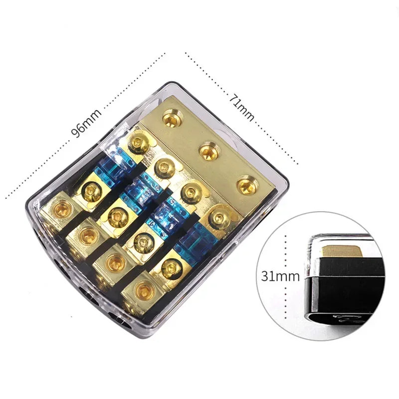 12V / 24V Heavy-Duty Fused Power Distribution Block – 2/3/4-Way Options (Gold-Plated, High Output) Tuck's Performance