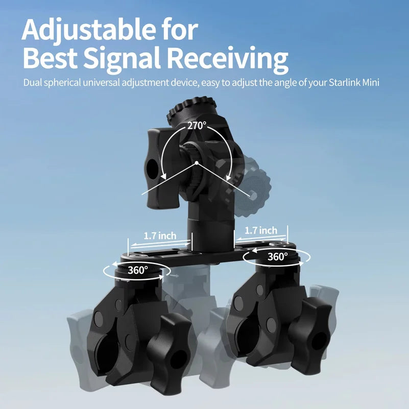 Adjustable 360 degree swivel and 270 degree tilt satellite dish mount