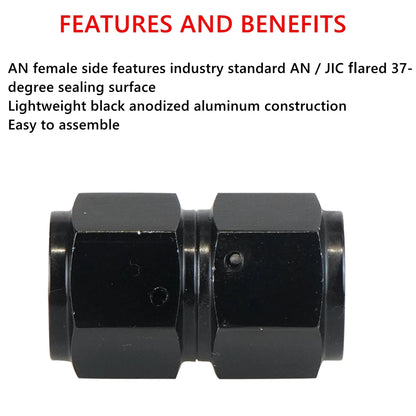 4AN 6AN 8AN 10AN Female to AN Female Union Straight 0 45 90 Degrees Swivel Hose End Fitting Adaptors Aluminum Oil Fuel Connector Tuck's Performance