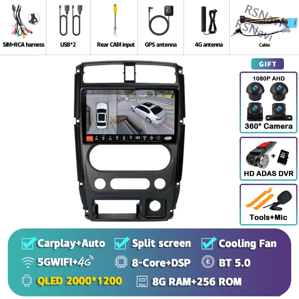 Android 16 Carplay Auto 2K Screen Car Radio Multimedia Player For Suzuki Jimny 3 2005 - 2019 Autoradio GPS Stereo 2din Head Unit Tuck's Performance