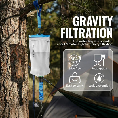 WRELS Outdoor Mini Camping Hiking Purification Water Filter Straw Carbon Fiber Water Bag for Survival or Emergency Supplies Tuck's Performance