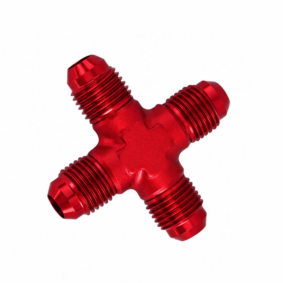 AN3/AN4/AN6/AN8/AN10/AN12/AN16 Aluminum Four-Way Cross Torch Adapter Fuel Line Hose AN Connector Red, Blue, Black Tuck's Performance