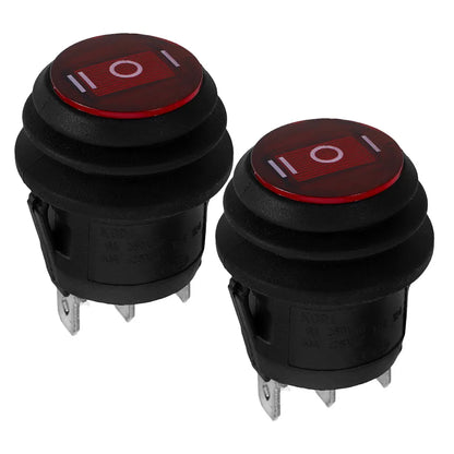2Pcs Round Waterproof Rocker Switch 3 Pin 3 Position Off on Momentary Automotive Toggle Switch for Car Truck Camper Boat 12V LED Tuck's Performance