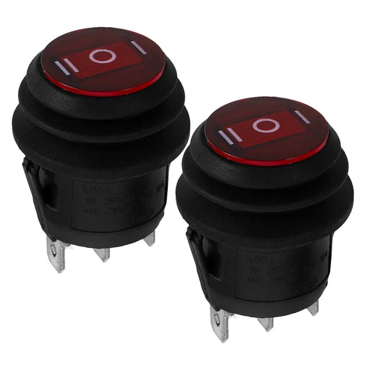2Pcs Round Waterproof Rocker Switch 3 Pin 3 Position Off on Momentary Automotive Toggle Switch for Car Truck Camper Boat 12V LED Tuck's Performance