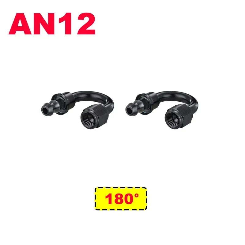 2X 4AN 6AN 8AN 10AN 12AN Oil Fuel Cooler Push-On Hose Fittings 0 45 90 180 Degree Push Lock Rubber Tube End Adapter Aluminum Tuck's Performance
