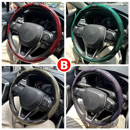 3 piece carbon-look steering wheel covers fitted in four colours