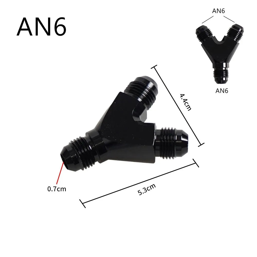 High Quality AN4 AN6 AN8 AN10 Y Adapter Block Male Thread Fuel Hose Fitting Adapters Tee Oil Pipe Joint Universal Aluminium Tuck's Performance