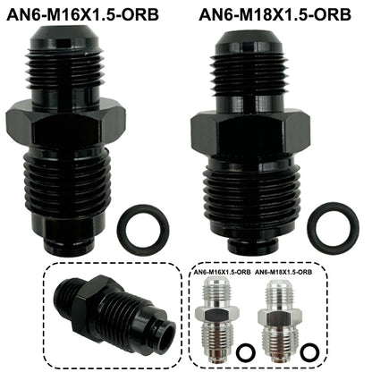 6AN Power Steering Fitting 16MM 1.5 and 18MM 1.5  Adapter Fitting With O-Ring For Hydro Boost Pump Rack Fuel Tank Turbocharger Tuck's Performance