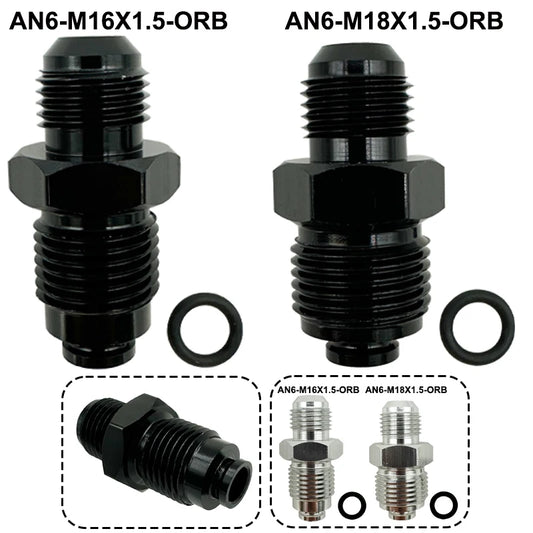 6AN Power Steering Fitting 16MM 1.5 and 18MM 1.5  Adapter Fitting With O-Ring For Hydro Boost Pump Rack Fuel Tank Turbocharger Tuck's Performance