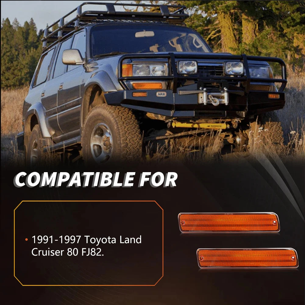 2Pcs Front Bumper Daytime Running Light Turn Signal Light Parking Light For 1991-1997 Toyota Land Cruiser 80 FJ82 Lexus LX450 Tuck's Performance