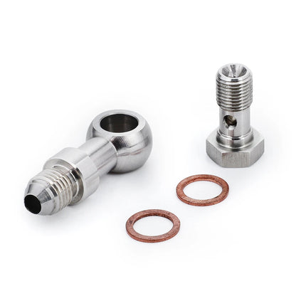 Turbo Oil Feed M10x1.0 To AN4 1.25mm Restricto Racing Banjo Bolt Fitting Kit For Mitsubishi TD025 TD025L Auto Parts Brake System Tuck's Performance