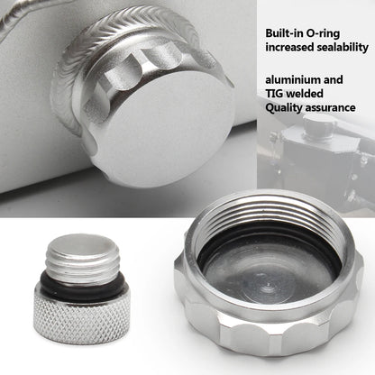 Universal 1L/2L Aluminum Oil Catch Can Reservoir Tank Engine Coolant Radiator Overflow Oil Fuel Tank With Drain Plug Breather Tuck's Performance