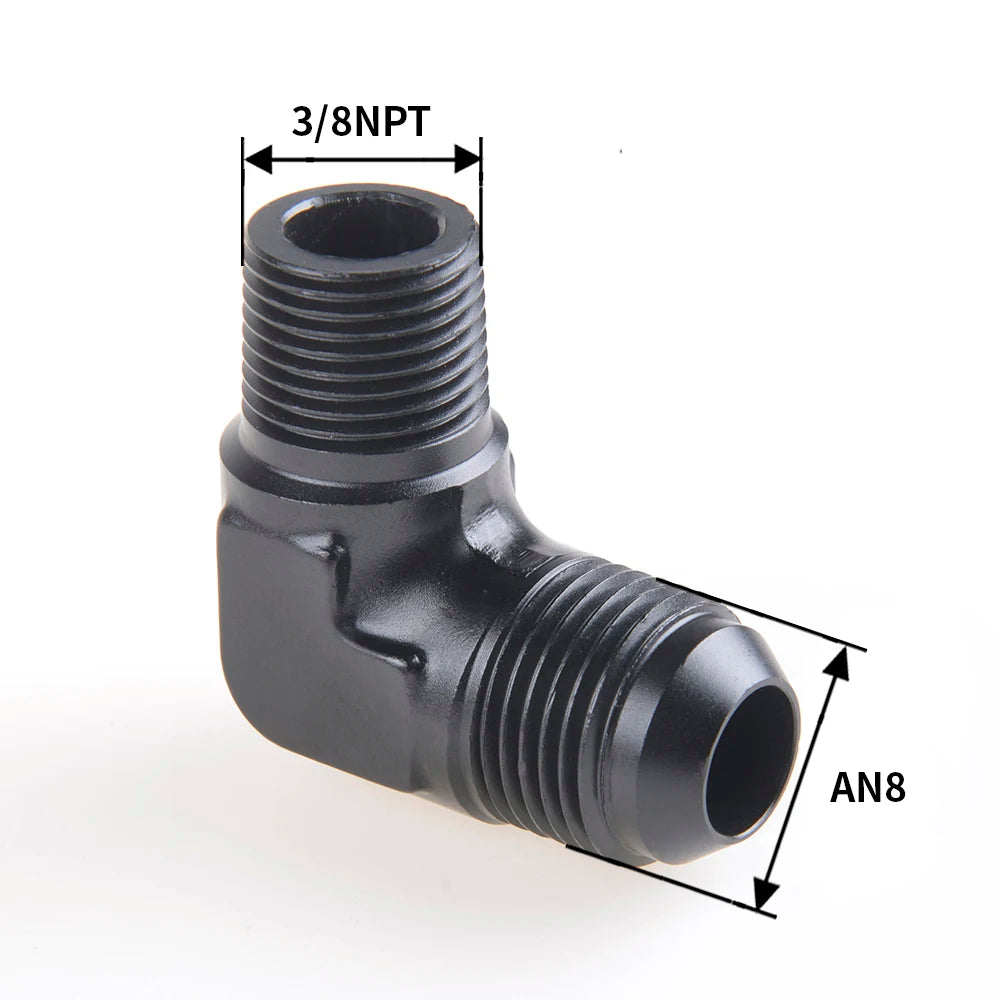 ALUMINIUM AN6 6AN AN -6 to 1/8 1/4 NPT AN8 to 3/8 NPT 90 Degree MALE OIL HOSE FITTING ADAPTER Tuck's Performance