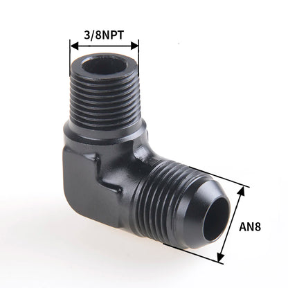 ALUMINIUM AN6 6AN AN -6 to 1/8 1/4 NPT AN8 to 3/8 NPT 90 Degree MALE OIL HOSE FITTING ADAPTER Tuck's Performance