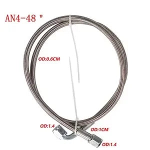 Universal 12' 24' 36' 48'60' AN4 90 Degree X Straight PTFE Turbine Oil Feed Pipe Turbo Oil Feed Line Kit Stainless Steel Braided Tuck's Performance