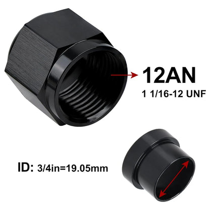4AN 1/4 6AN 3/8 8AN 1/2 12AN 3/4 10AN Female to 5/8"Hardline Tube Nut and Sleeve Fitting Adapter Aluminum Tube Hose Line Fitting Tuck's Performance