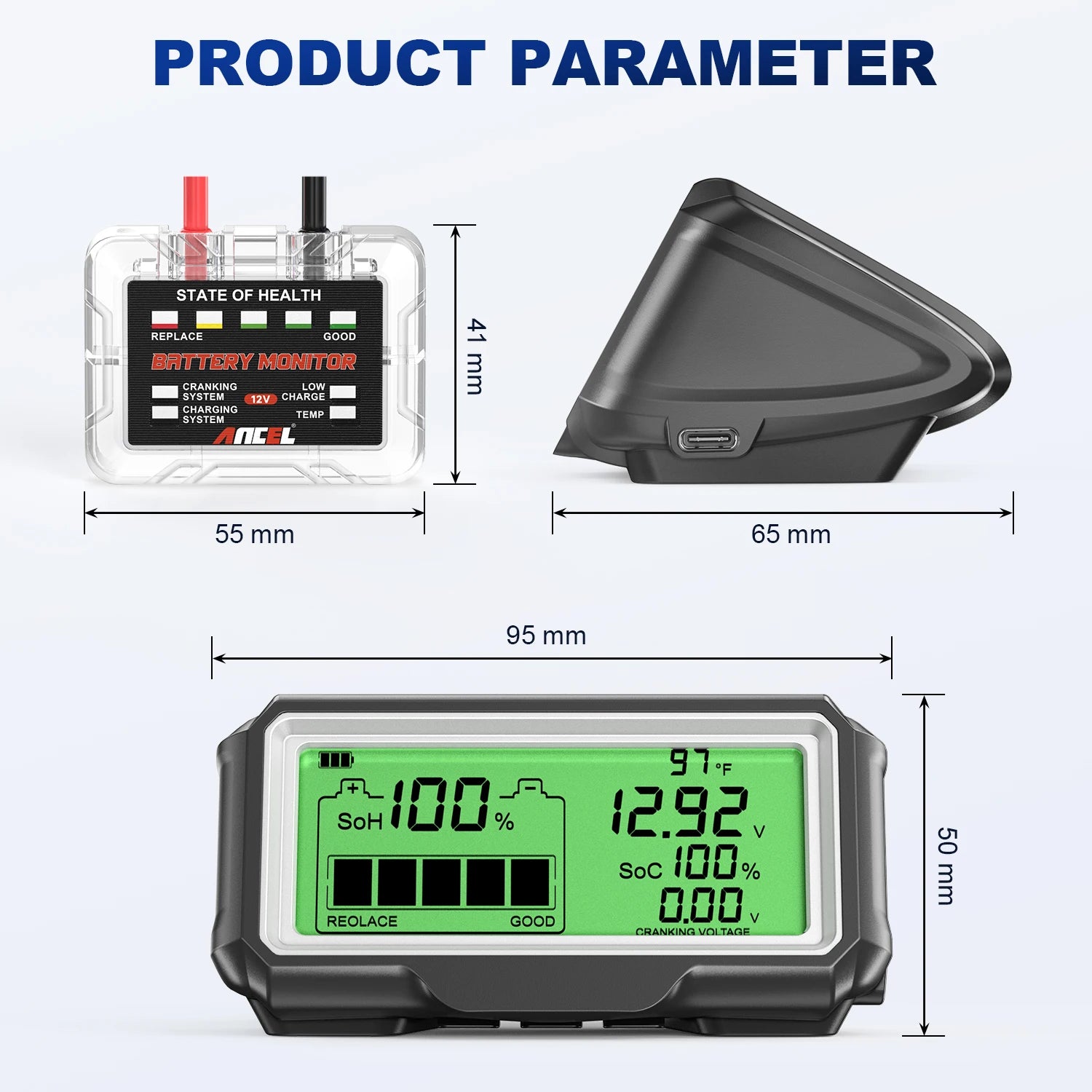 ANCEL BM200 PRO Battery Tester 12V LED Monitor Display Professional Battery Health SOH SOC Tester Analyzer Charging Tester Tool Tuck's Performance